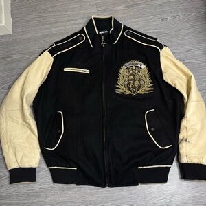 Vintage Pelle Pelle Mens Sz XL Embroidered Leather / Wool Varsity Jacket
